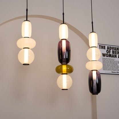 Multi-Jar LED Overhead Fixture 20 Inch Colorful Tinted Glass Drop Lights for Dining Kitchen Bedroom Modern Bohemian Accent Chandelier Adjust
