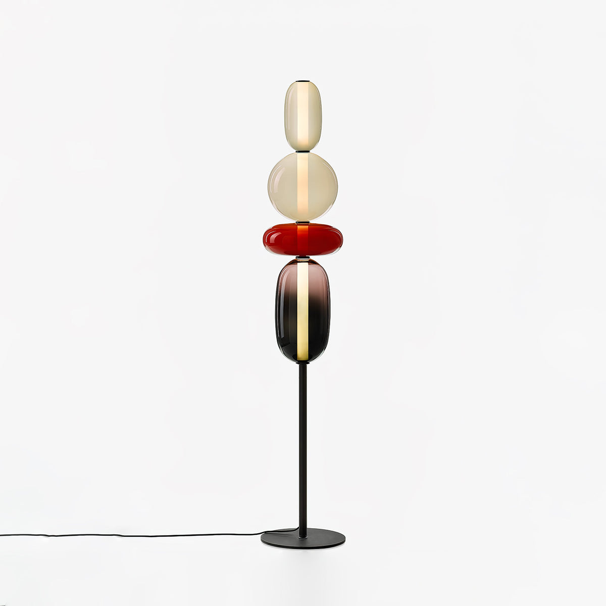 Tall Standing Lamp with Adjustable Color Temperature Metal & Glass Shade Modern Accent Lighting for Bedroom Living Room Reading Nook 51 in