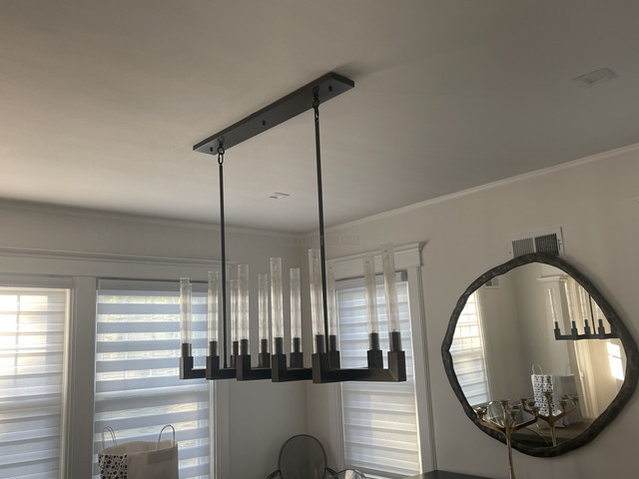 Linear Dining Room Chandelier 67 in Brass & Ribbed Glass 12-Light for Kitchen Island Entryway Foyer