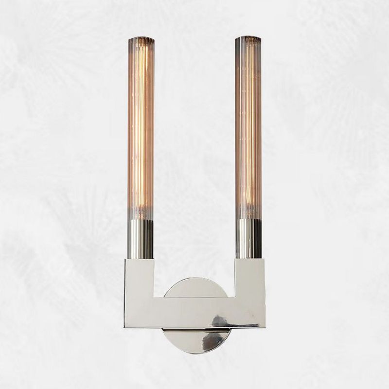 Glass Cylinder Wall Sconce with Brass or Nickel Finish – Single, Double & Linear Mount for Modern Interiors