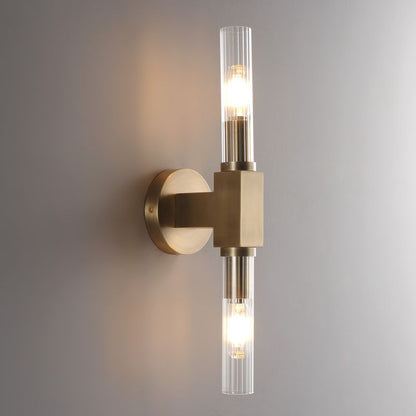 Glass Cylinder Wall Sconce with Brass or Nickel Finish – Single, Double & Linear Mount for Modern Interiors