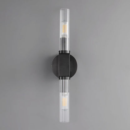 Glass Cylinder Wall Sconce with Brass or Nickel Finish – Single, Double & Linear Mount for Modern Interiors