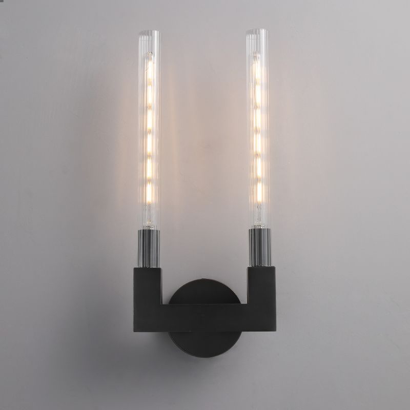 Glass Cylinder Wall Sconce with Brass or Nickel Finish – Single, Double & Linear Mount for Modern Interiors