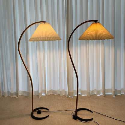Arched Wood Reading Lamp with Fabric Shade 59 in Tall Modern Over-Sofa Light Natural Finish for Living Rooms Bedrooms Minimalist Standing La
