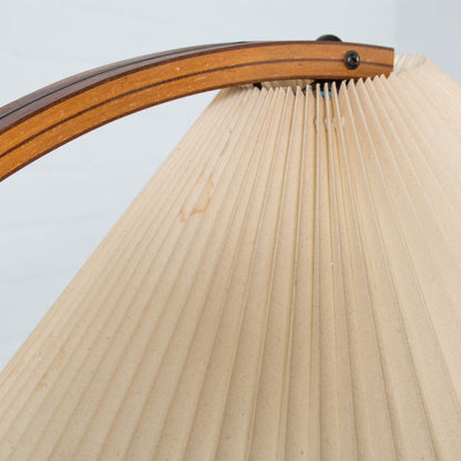Arched Wood Reading Lamp with Fabric Shade 59 in Tall Modern Over-Sofa Light Natural Finish for Living Rooms Bedrooms Minimalist Standing La