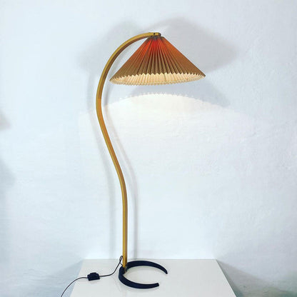Arched Wood Reading Lamp with Fabric Shade 59 in Tall Modern Over-Sofa Light Natural Finish for Living Rooms Bedrooms Minimalist Standing La