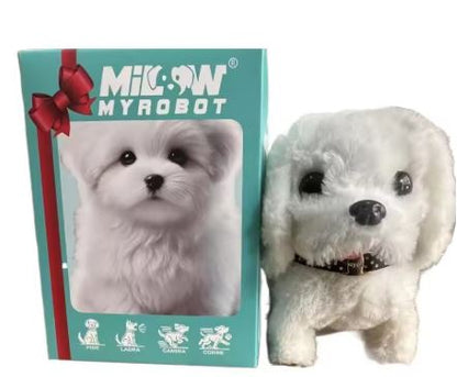 Touch-Activated Robotic Stuffed Animal Puppy Toy Responds to Petting Moves Head and Tail Battery Powered Companion for Kids Elderly Dementia