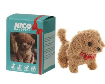 Battery-Powered Plush Puppy Toy 6.7 Inches Walks Barks Wags Tail Brown White Kids Pretend Pet for Boys Girls Children's Room Nursery Gift Al