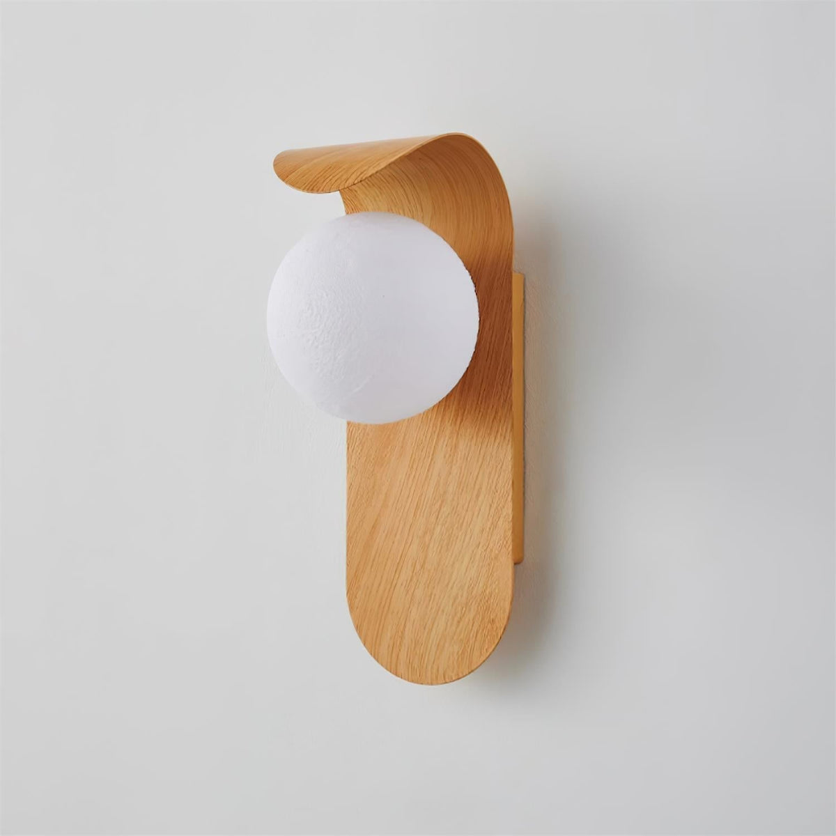 Contemporary Wood-Finish Wall Sconce with Glass or Acrylic Globe Shade for Living Room & Bedroom