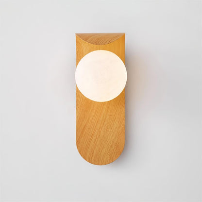 Contemporary Wood-Finish Wall Sconce with Glass or Acrylic Globe Shade for Living Room & Bedroom