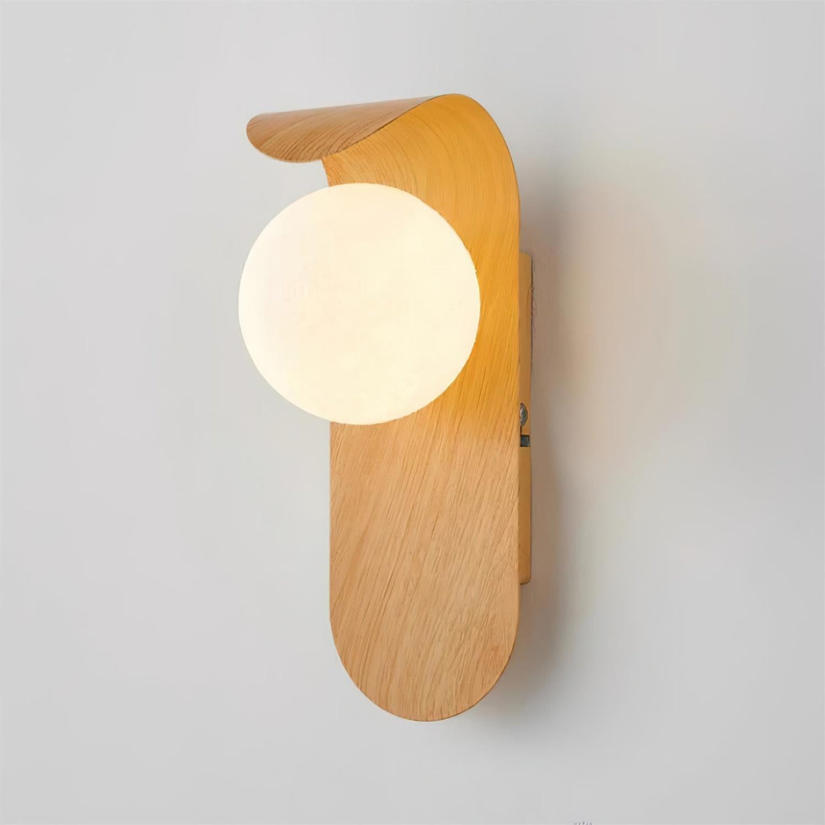 Contemporary Wood-Finish Wall Sconce with Glass or Acrylic Globe Shade for Living Room & Bedroom