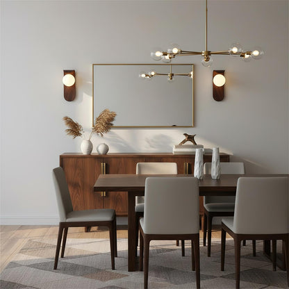 Spherical Sconce with Timber Accent – Frosted Orb Fixture for Bathrooms, Hallways & Bedrooms – Dimmable G9 Base