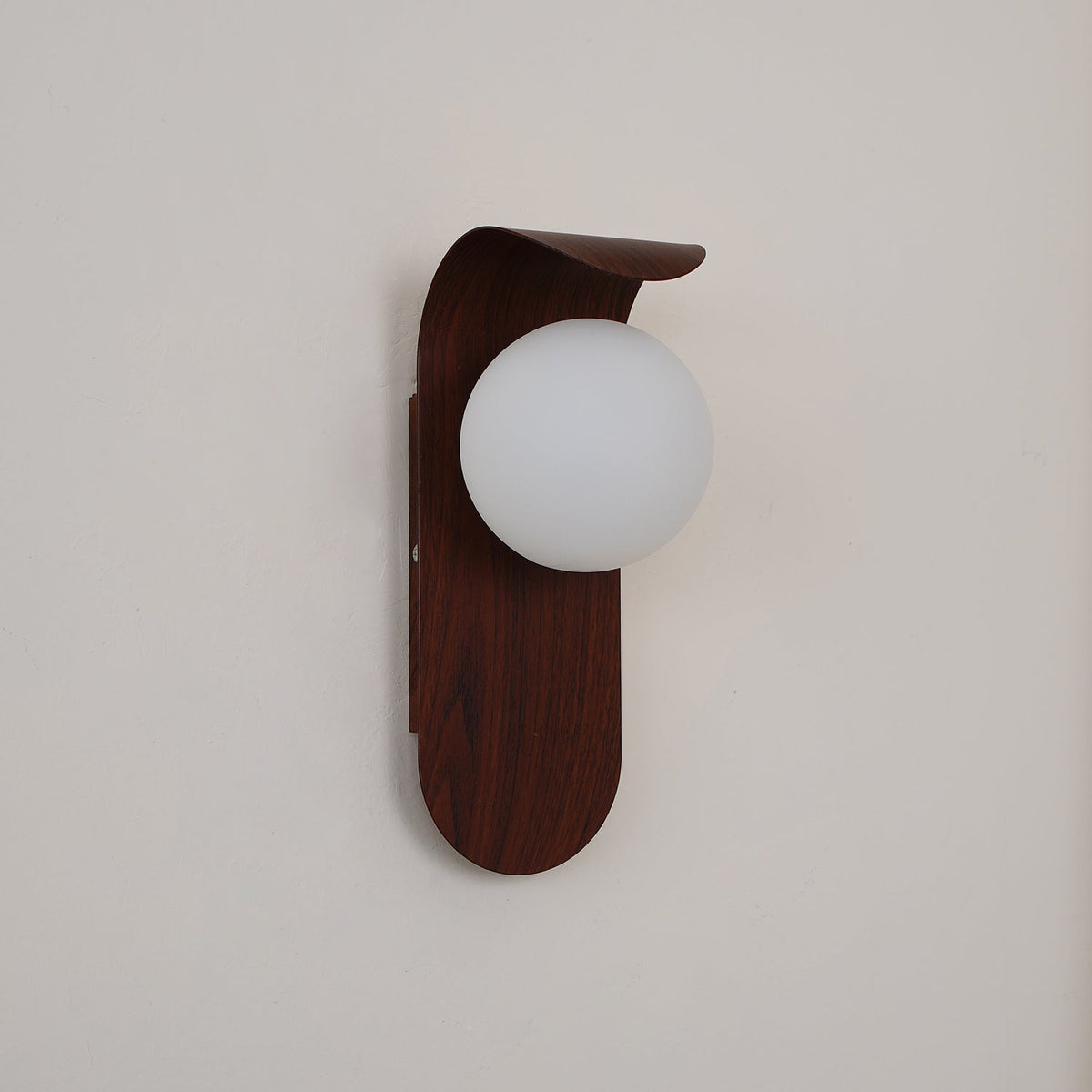 Contemporary Wood-Finish Wall Sconce with Glass or Acrylic Globe Shade for Living Room & Bedroom