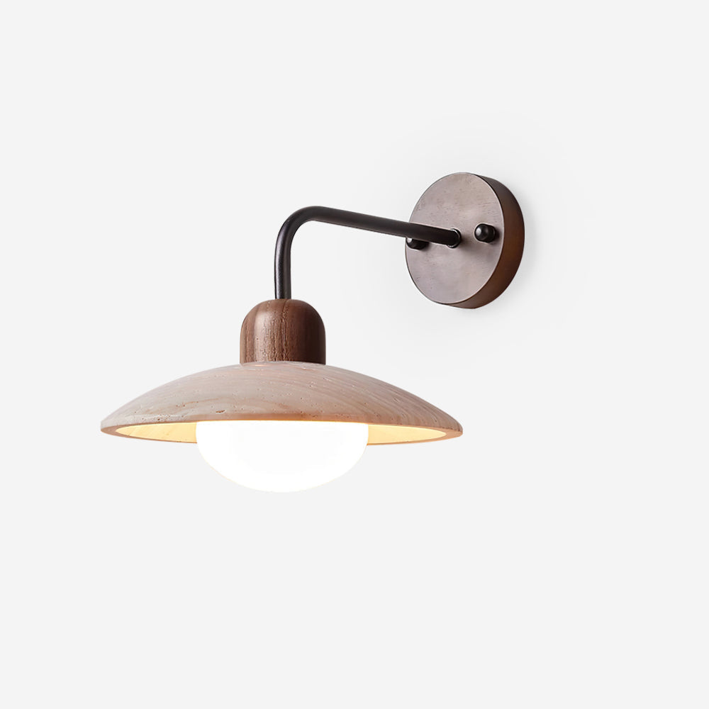 Curved Stone Sconce with Mixed-Material Arm for Bedside & Bath Vanity Reading Light Warm Organic Bedroom Hallway Entryway Accent