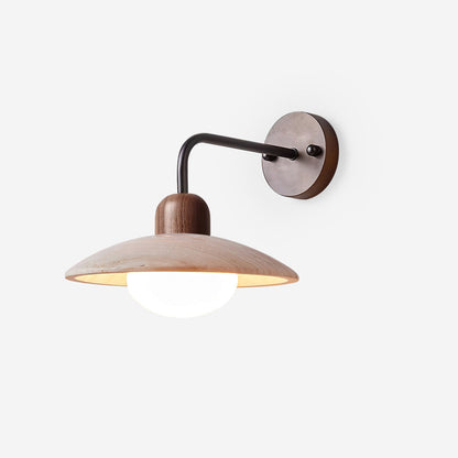 Curved Stone Sconce with Mixed-Material Arm for Bedside & Bath Vanity Reading Light Warm Organic Bedroom Hallway Entryway Accent