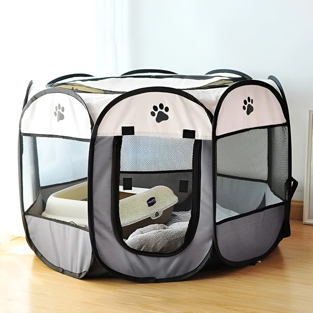 Parque plegable de malla para gatos | Corralito portátil para gatos para exteriores con visibilidad de 360° para un juego seguro y cómodo