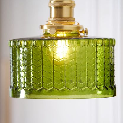 Handcrafted Wooden Sconce with Brass Accents and Emerald Fishscale Glass Shade for Hallway Bedroom Bathroom Ambient Lighting