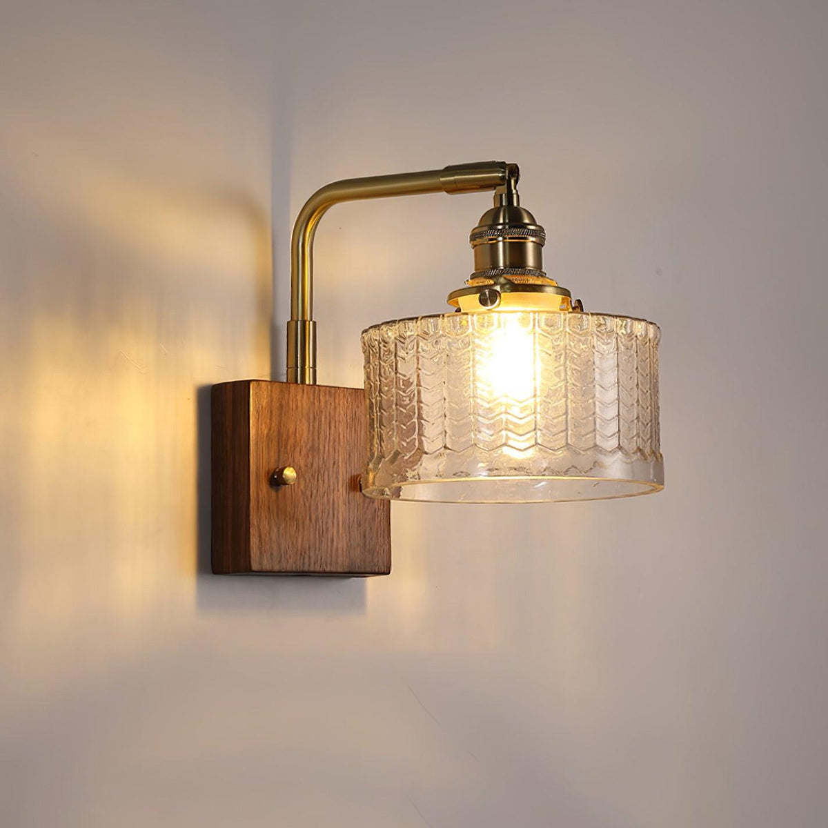 Sconce Light Fixture Wood & Copper 9.4 in Glass Globe E27 Socket for Bedroom Hallway Living Room Ambient Interior Accent Lighting