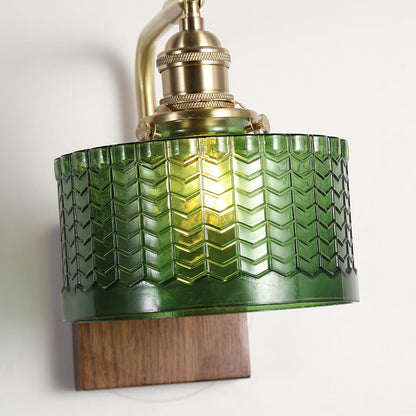 Sconce Fixture with Tinted Globe Shade – Wood & Metal Construction for Bathroom Vanity Bedroom Hallway – 9.4 Inch Diameter – Damp Location S