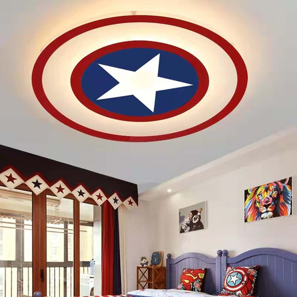 LED Flush Mount Overhead Light for Kids Room Dimmable Remote Control Shield Design 20.5 Inch Diameter Playroom Nursery Bedroom Fixture