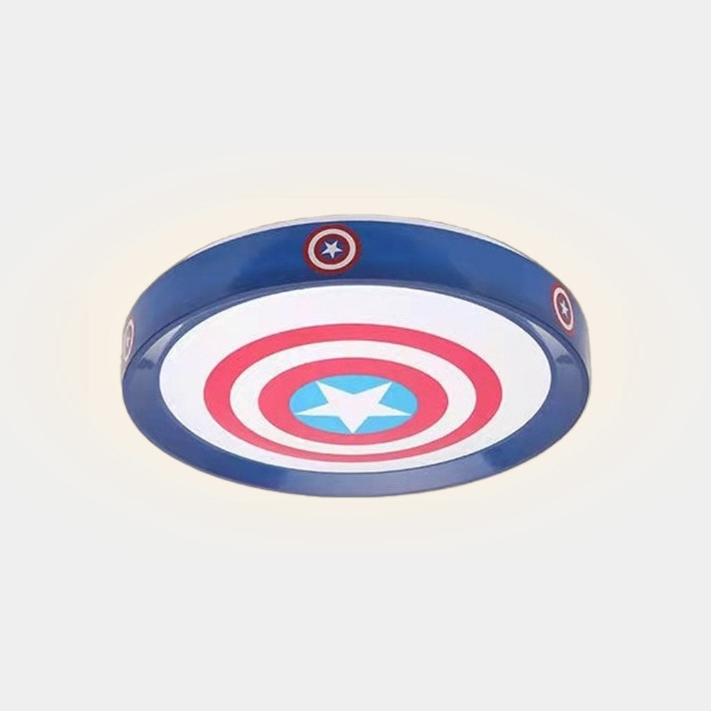LED Flush Mount Overhead Light for Kids Room Dimmable Remote Control Shield Design 20.5 Inch Diameter Playroom Nursery Bedroom Fixture