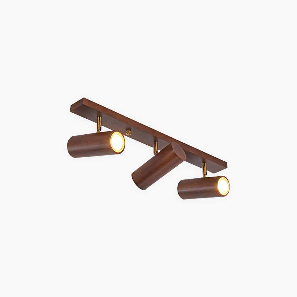 Rotating Track Spotlight with Wood Accent – Single or Multi-Head LED Fixture for Living Room, Bedroom & Home Office – Adjustable Directional