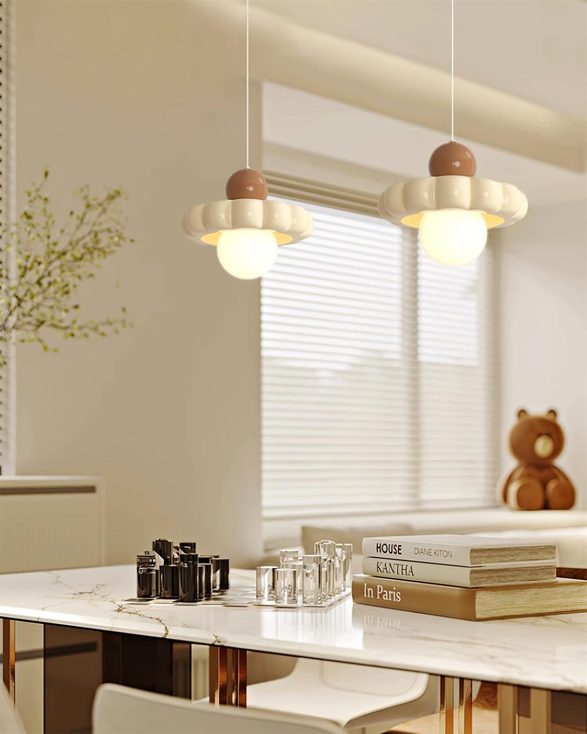 Lámpara colgante retro con pantalla curva – Lámpara de techo con casquillo G9 para comedor, cocina y dormitorio – Lámpara colgante moderna ajustable