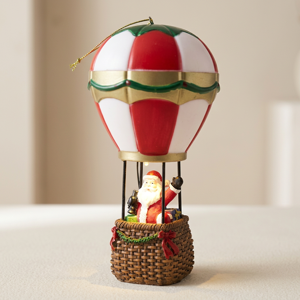 Celestia Hot Air Balloon Ornament - Resin, LED Battery Powered Christmas Decoration
