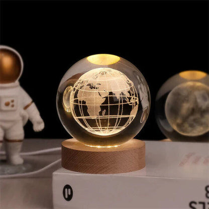 Ortekor CelestialGlow | LED Night Light Sphere with 3D Space Engravings | Enchanting Glow for Magical Ambiance