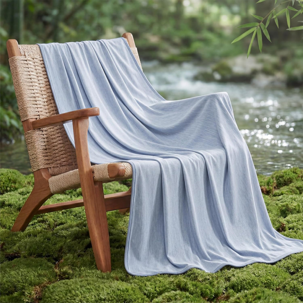 Confort Acogedor | Manta refrescante de verano de rayón de bambú para personas calurosas | Manta ligera para viajes y uso al aire libre