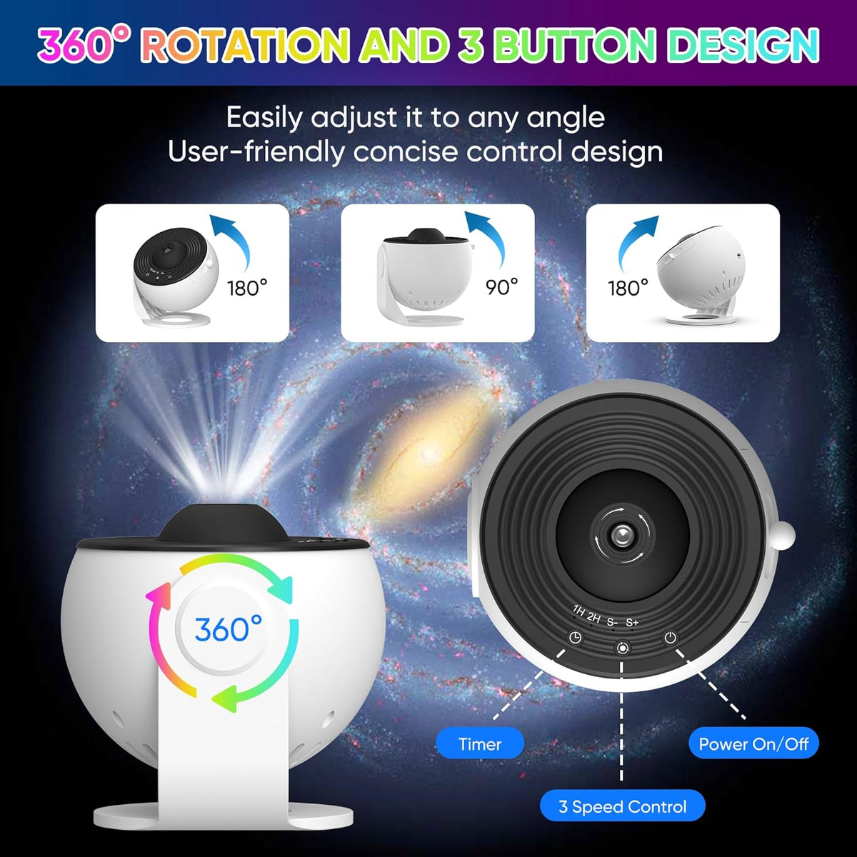 Celestial Oasis | Galaxy Projector Night Light with 360° Rotation | Transform Any Space into a Cosmic Experience