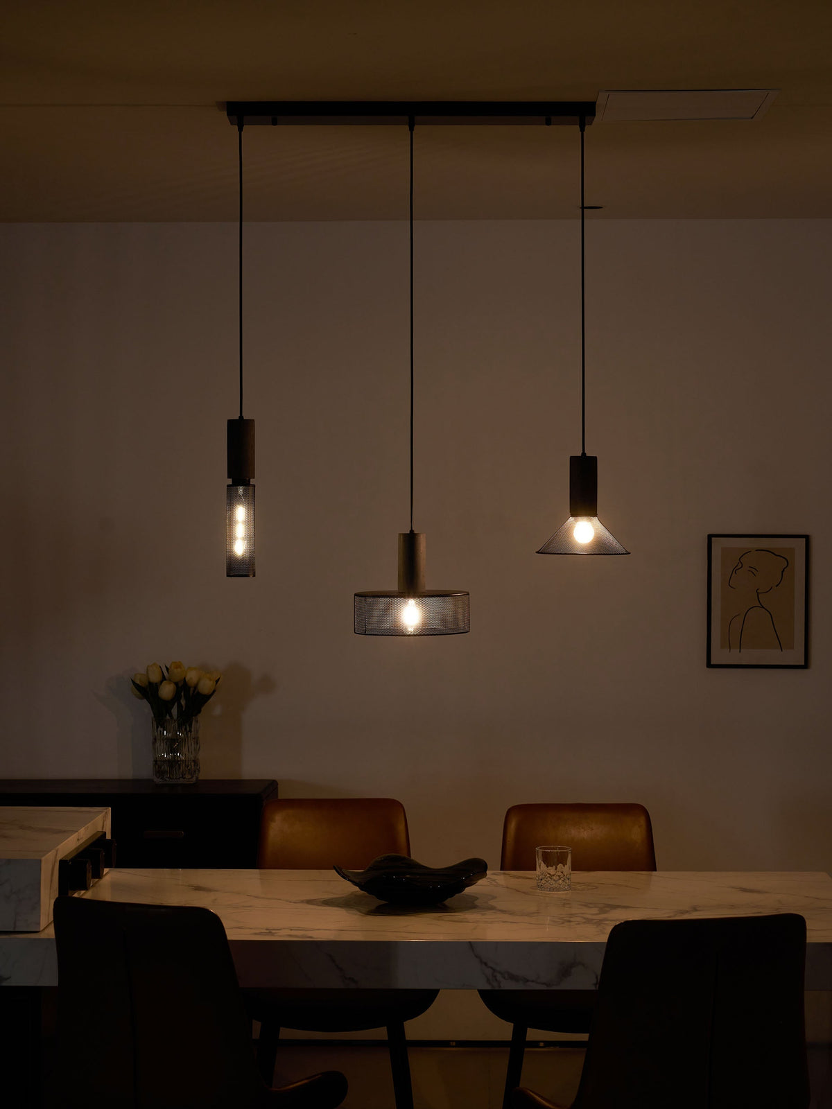 Industrial Concrete Hanging Light Fixture with Metal Accent for Dining Room, Kitchen Island & Bedroom – Adjustable Cord, E26 Socket, Modern