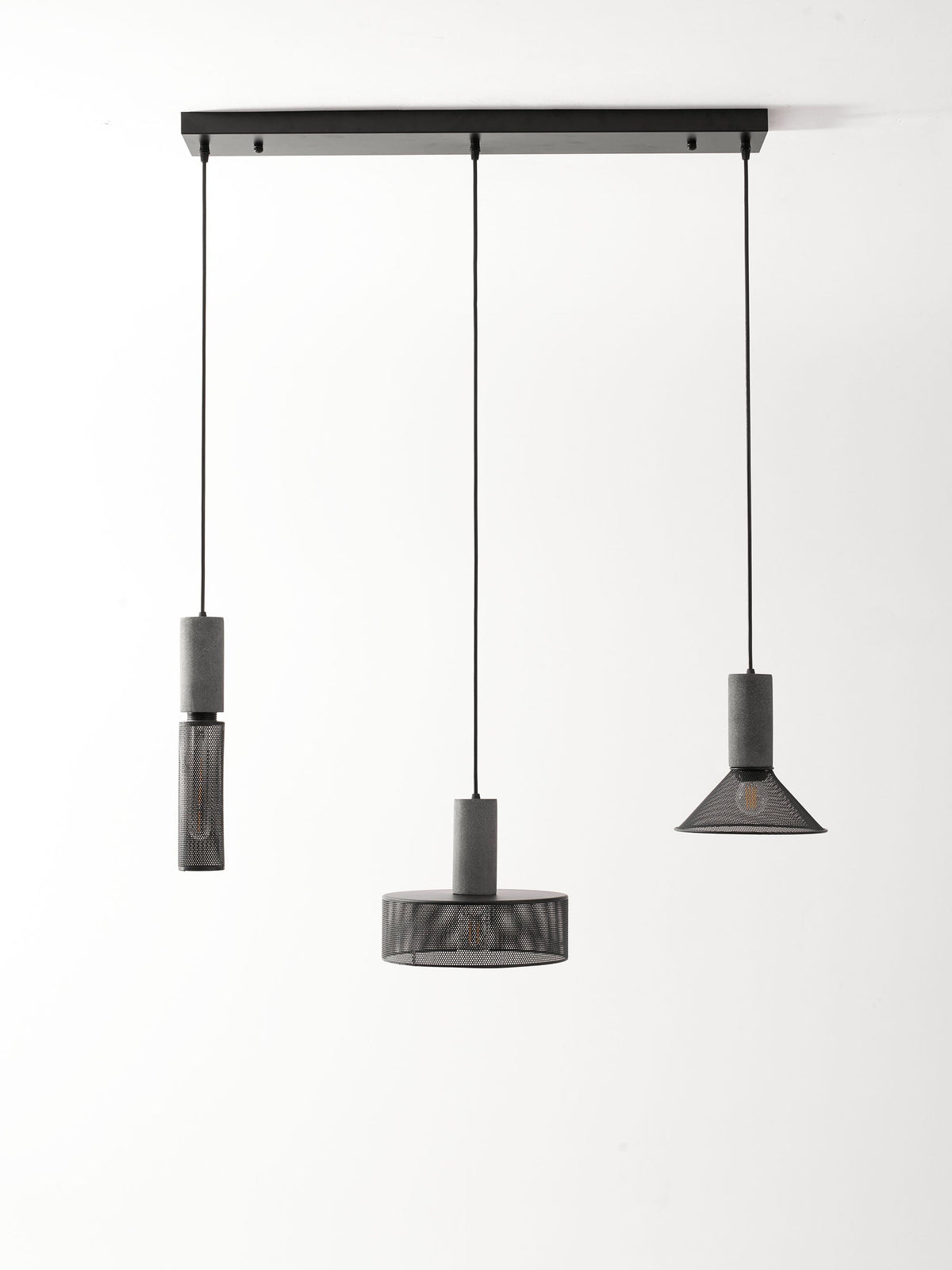 Industrial Concrete Hanging Light Fixture with Metal Accent for Dining Room, Kitchen Island & Bedroom – Adjustable Cord, E26 Socket, Modern