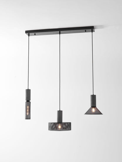Industrial Concrete Hanging Light Fixture with Metal Accent for Dining Room, Kitchen Island & Bedroom – Adjustable Cord, E26 Socket, Modern