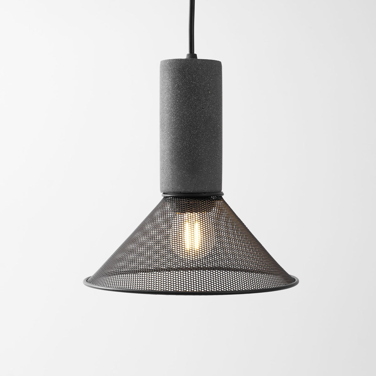 Industrial Concrete Hanging Light Fixture with Metal Accent for Dining Room, Kitchen Island & Bedroom – Adjustable Cord, E26 Socket, Modern