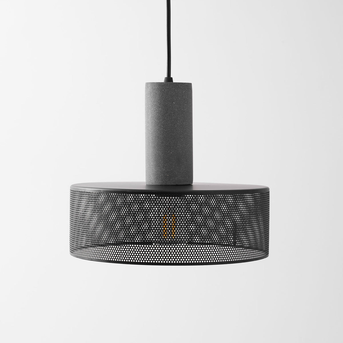 Industrial Concrete Hanging Light Fixture with Metal Accent for Dining Room, Kitchen Island & Bedroom – Adjustable Cord, E26 Socket, Modern