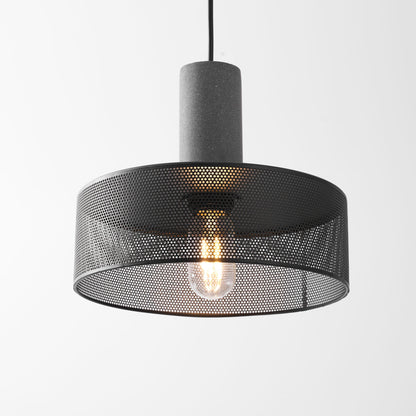Industrial Concrete Hanging Light Fixture with Metal Accent for Dining Room, Kitchen Island & Bedroom – Adjustable Cord, E26 Socket, Modern