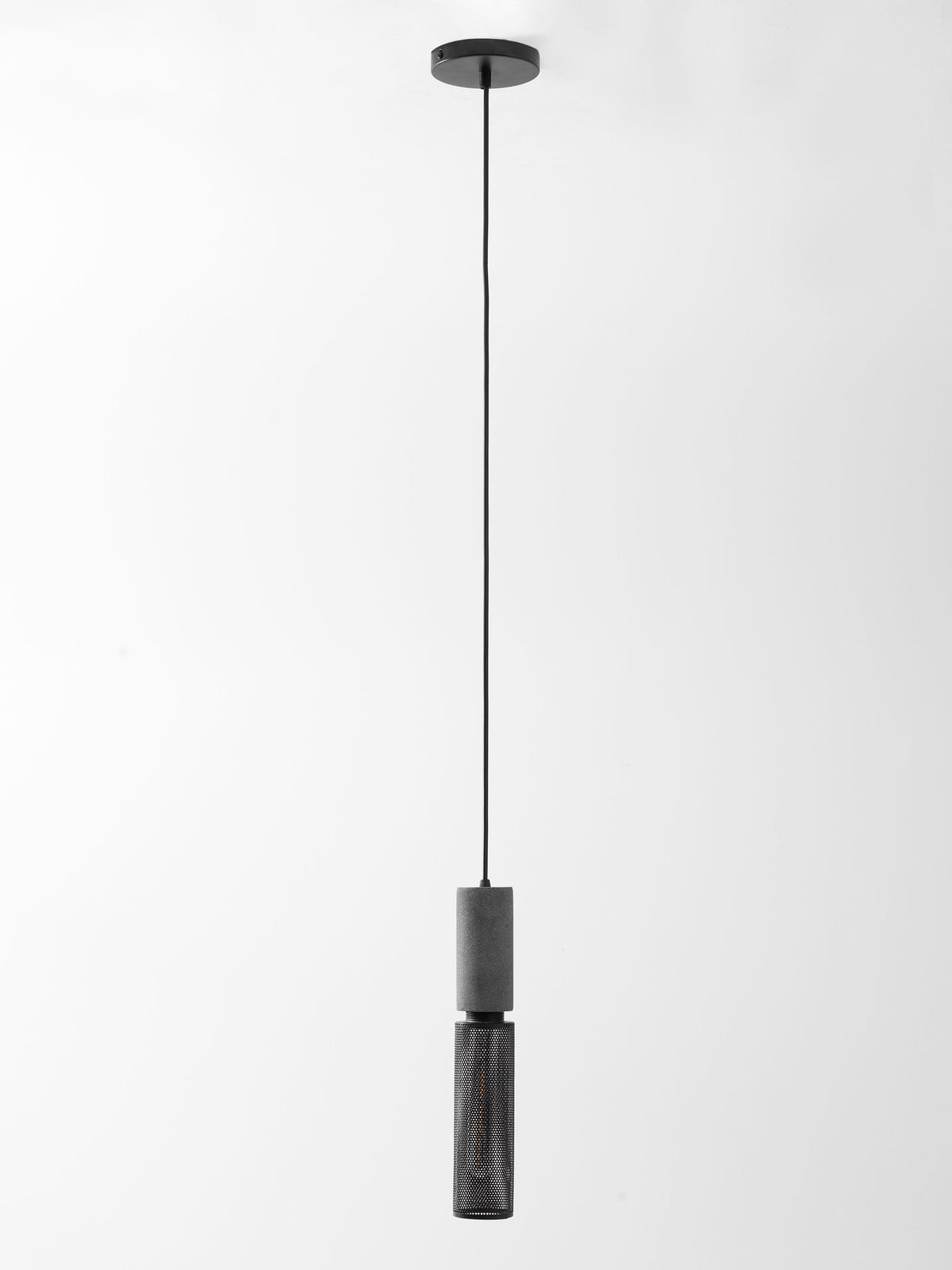Industrial Concrete Hanging Light Fixture with Metal Accent for Dining Room, Kitchen Island & Bedroom – Adjustable Cord, E26 Socket, Modern