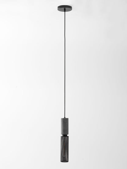 Industrial Concrete Hanging Light Fixture with Metal Accent for Dining Room, Kitchen Island & Bedroom – Adjustable Cord, E26 Socket, Modern