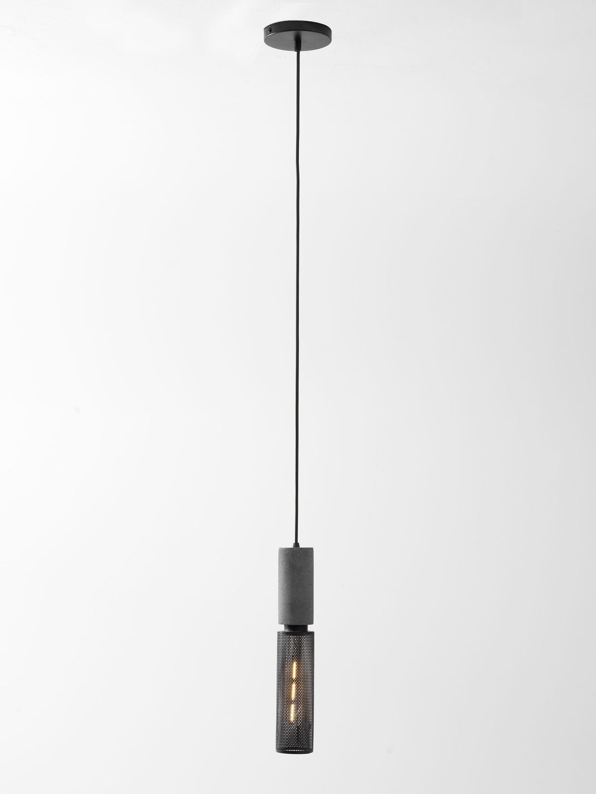 Industrial Concrete Hanging Light Fixture with Metal Accent for Dining Room, Kitchen Island & Bedroom – Adjustable Cord, E26 Socket, Modern