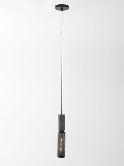 Industrial Concrete Hanging Light Fixture with Metal Accent for Dining Room, Kitchen Island & Bedroom – Adjustable Cord, E26 Socket, Modern