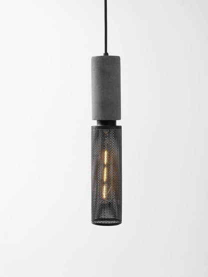 Industrial Concrete Hanging Light Fixture with Metal Accent for Dining Room, Kitchen Island & Bedroom – Adjustable Cord, E26 Socket, Modern