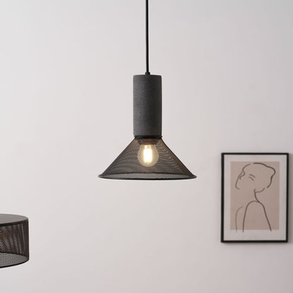 Industrial Concrete Hanging Light Fixture with Metal Accent for Dining Room, Kitchen Island & Bedroom – Adjustable Cord, E26 Socket, Modern