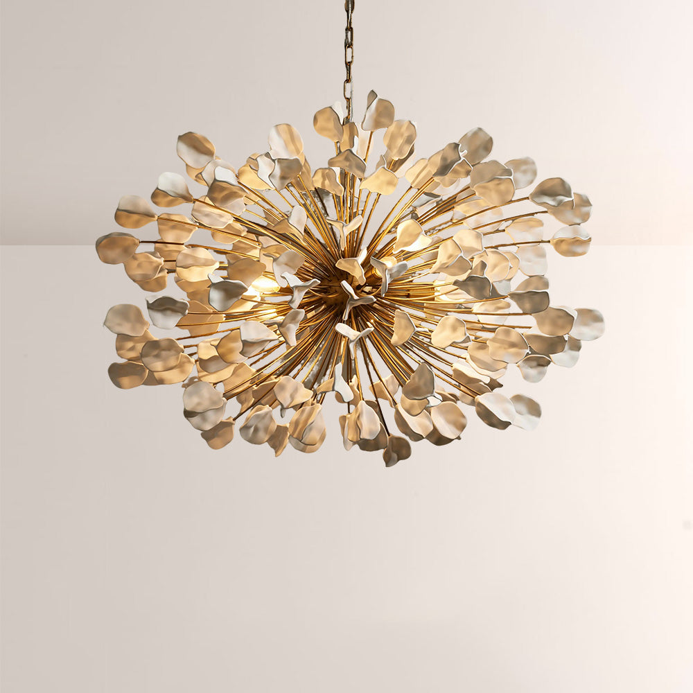 Ceramic Leaf Chandelier | Modern Ceiling Light with Adjustable Height | Elegant Illumination for Dining Rooms and Living Spaces