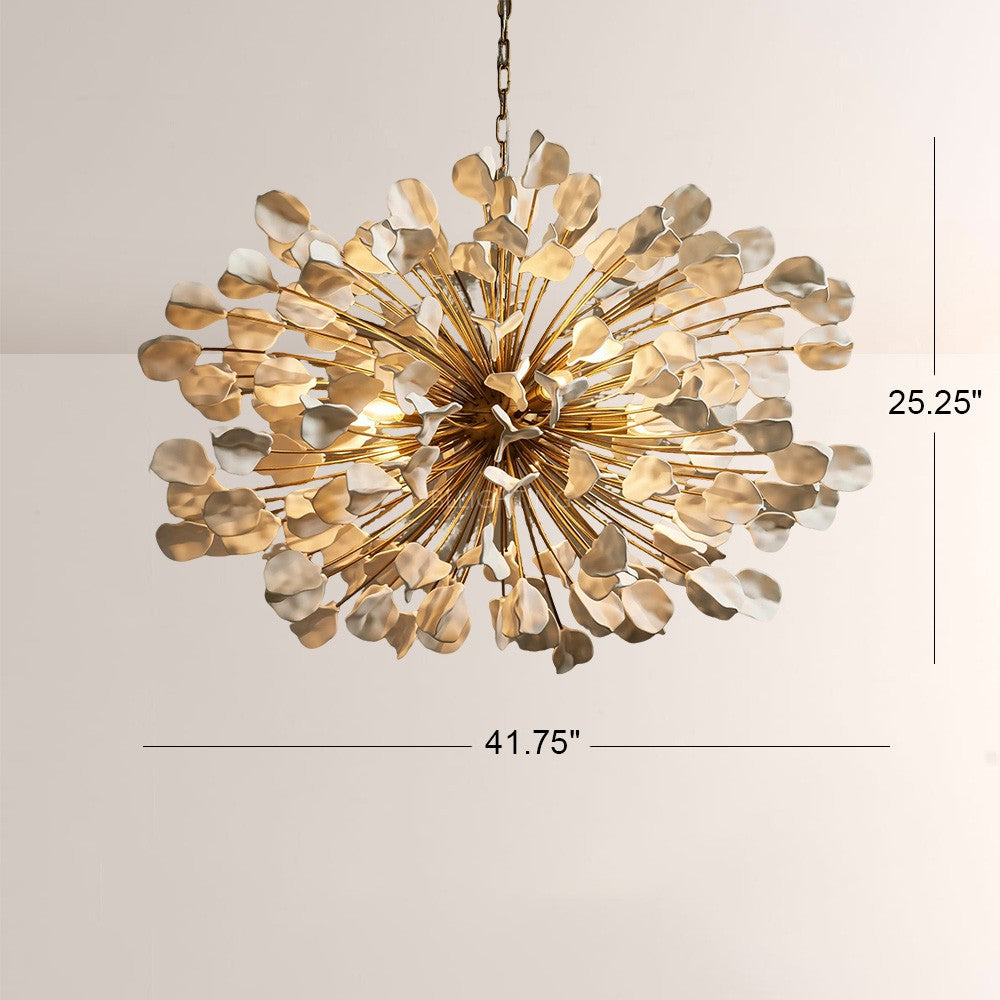 Ceramic Leaf Chandelier | Modern Ceiling Light with Adjustable Height | Elegant Illumination for Dining Rooms and Living Spaces