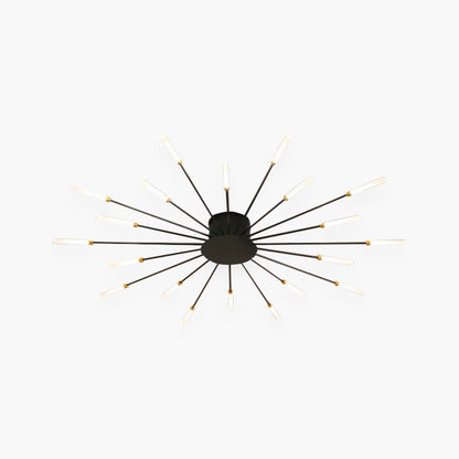Semi-Flush Mount LED Light Fixture Aluminum 32 in Radial Design Black Gold for Living Room Bedroom Dining Room Contemporary Home Decor