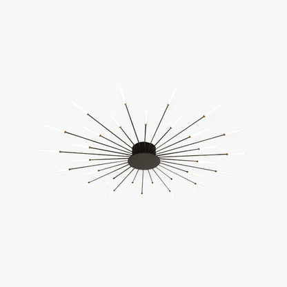 Semi-Flush Mount LED Light Fixture Aluminum 32 in Radial Design Black Gold for Living Room Bedroom Dining Room Contemporary Home Decor