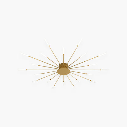 Semi-Flush Mount LED Light Fixture Aluminum 32 in Radial Design Black Gold for Living Room Bedroom Dining Room Contemporary Home Decor