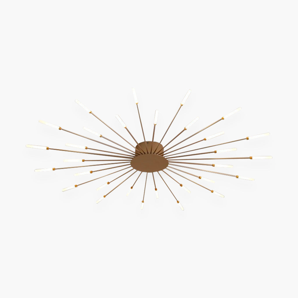 Semi-Flush Mount LED Light Fixture Aluminum 32 in Radial Design Black Gold for Living Room Bedroom Dining Room Contemporary Home Decor