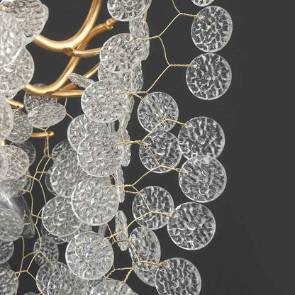 Glass Leaf Pendant Light Gold Aluminum Frame LED Adjustable Color Temperature Ceiling Fixture Living Room Bedroom Dining Entryway Statement